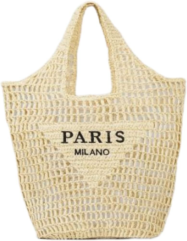 Straw Tote Bag for women,Mesh Hollow Woven Tote Bag,Handbag Beach Bag,Paris Hobo Bag,Large Should... | Amazon (US)