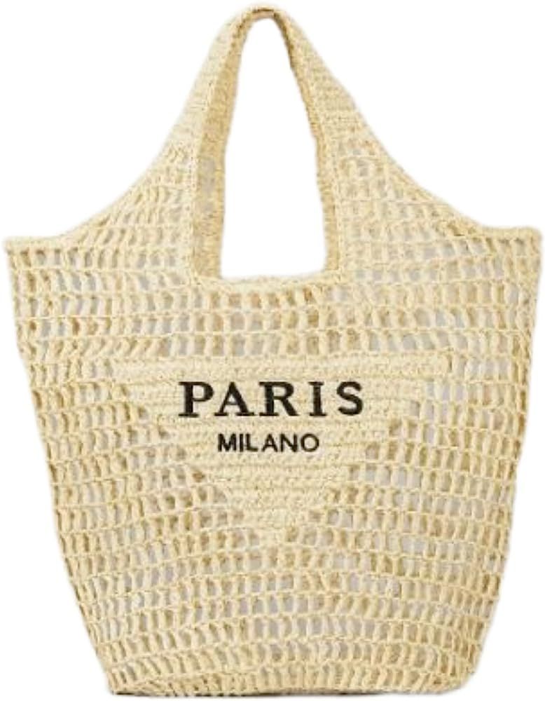 Straw Tote Bag for women,Mesh Hollow Woven Tote Bag,Handbag Beach Bag,Paris Hobo Bag,Large Should... | Amazon (US)