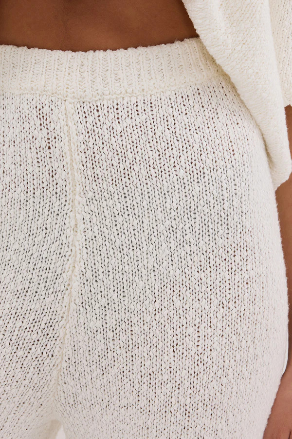 SUE OFF WHITE FRINGE KNIT PANT | DISSH