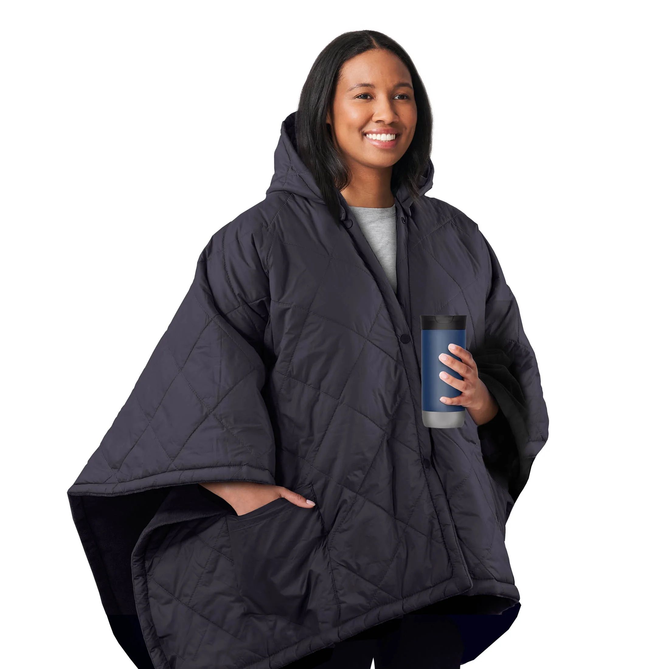 Sunbeam On-The-Go Outdoor Throw Charcoal Nylon Microplush, 4 Heat Settings, Cordless Heated Blank... | Walmart (US)