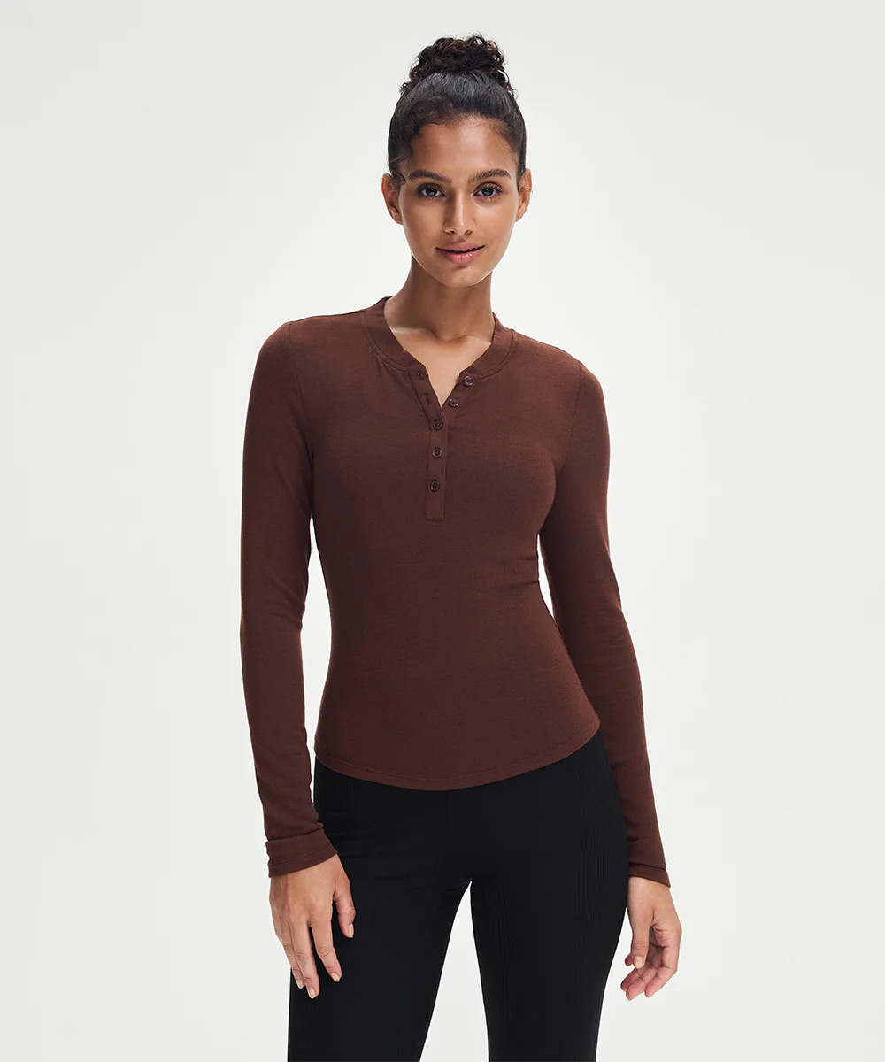 Ribbed Modal Button Long Sleeve | ShopAthluna