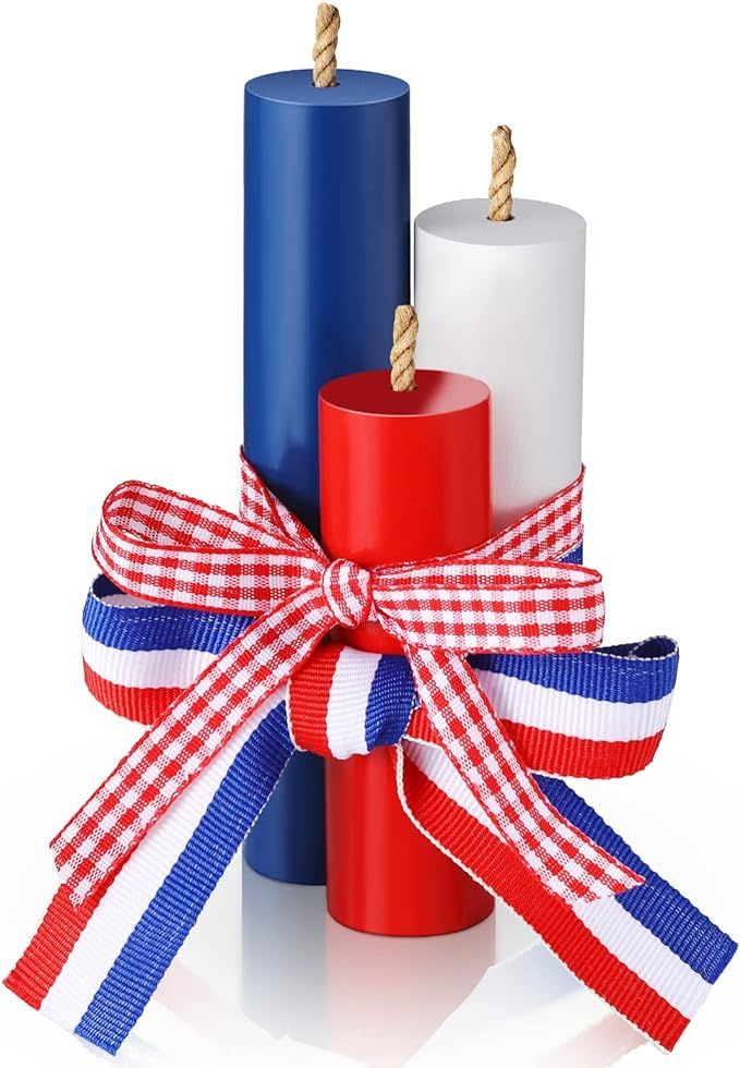 July 4th Patriotic Tiered Tray Decor Patriotic Rustic Firework Decor Memorial Day Wood Signs Four... | Amazon (US)