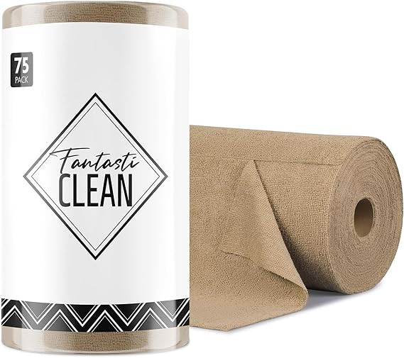 Fantasticlean Microfiber Cleaning Cloth Roll -75 Pack, Tear Away Microfiber Towels, 12" x 12", Re... | Amazon (US)