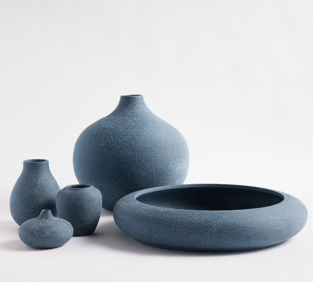 Bondi Handcrafted Terra Cotta Vase Collection - Blue | Pottery Barn (US)