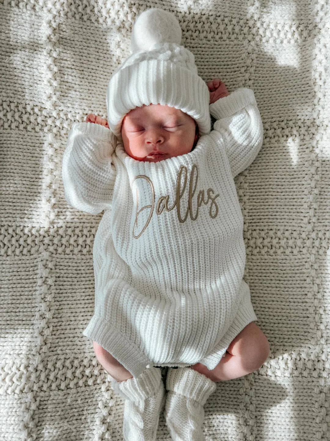 Keepsake Embroidered Knit Oversized Sweater Romper- Personalized Newborn Name Chunky Sweater Romp... | Etsy (US)