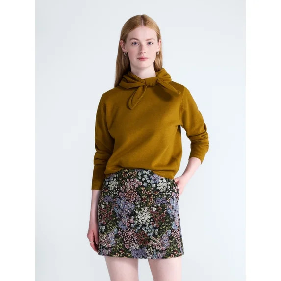 Free Assembly Women's and Women's Plus Cropped Crewneck Sweater with Scarf, Lightweight, Sizes XS... | Walmart (US)