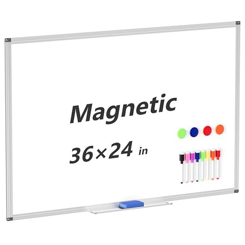Neatsure Magnetic Whiteboard Dry Erase Board for Wall, 36" X 24" Hanging White Board, Silver Aluminium Frame | Amazon (US)