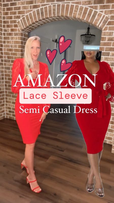 This red lace dress😍❣️…before you put away that holiday red— don’t forget that Valentine’s Day is right around the corner! 💌👀

👉this red sheath dress with lace sleeves is both professional AND beautiful!  Perfect for a dressy casual event or date night look!  👀❤️

🌟SIZING: this dress has some stretch to it, and I am wearing a size small. I’d go with your normal size. 

#LTKMostLoved #LTKfindsunder50 #LTKwedding