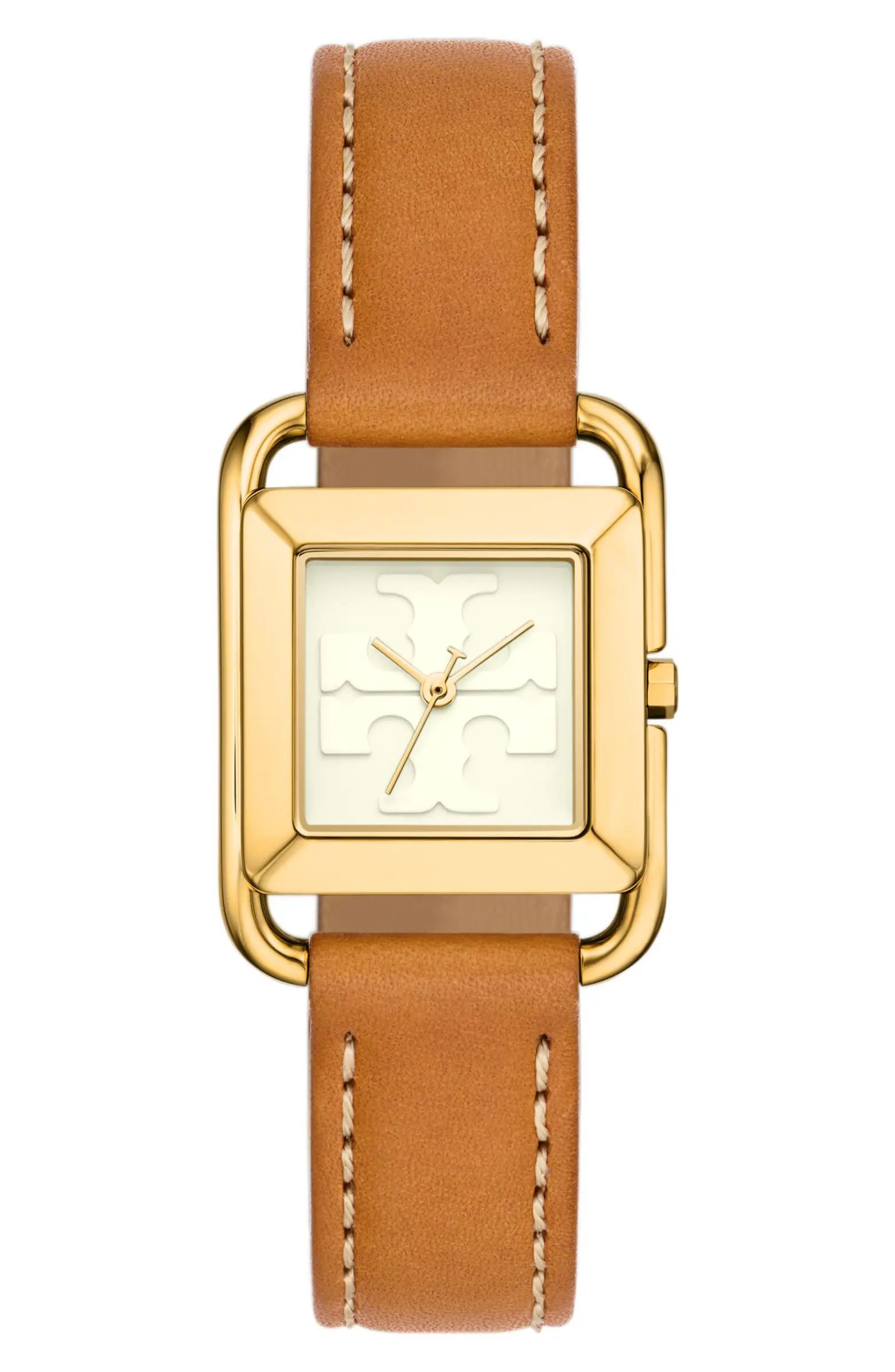 The Miller Square Leather Strap Watch, 24mm | Nordstrom