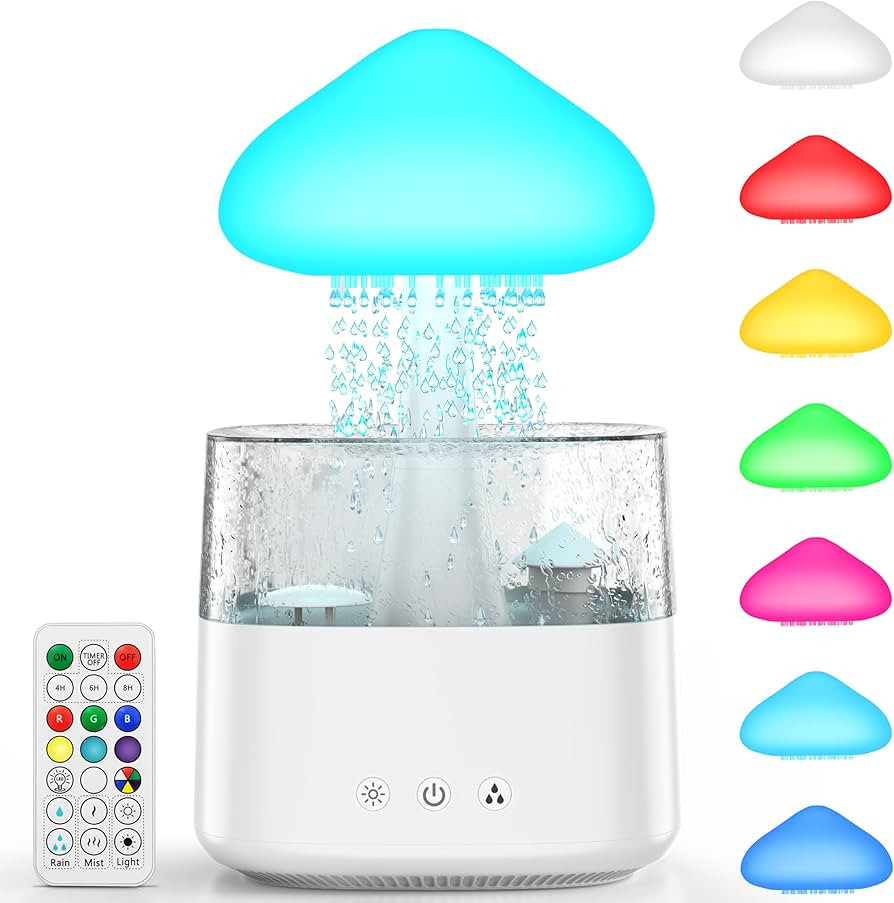 Cloud Humidifiers 450ML Water Drip Mushroom Humidifiers with Remote Control 7 Colors Mood Light A... | Amazon (US)