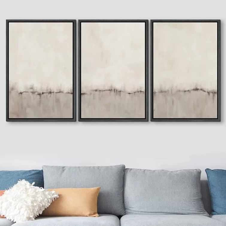 Pastel Abstract Organic Modern Neutral Wall Art Set Decoration Framed On Canvas 3 Pieces Print | Wayfair North America