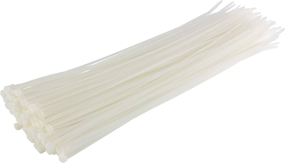 GTSE 14 Inch White/Clear Zip Ties, 100 Pack, 50lb Strength, UV Resistant Long Nylon Cable Ties, S... | Amazon (US)