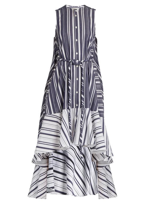 Waterfall-hem striped cotton-poplin dress | Palmer//harding | Matches (US)