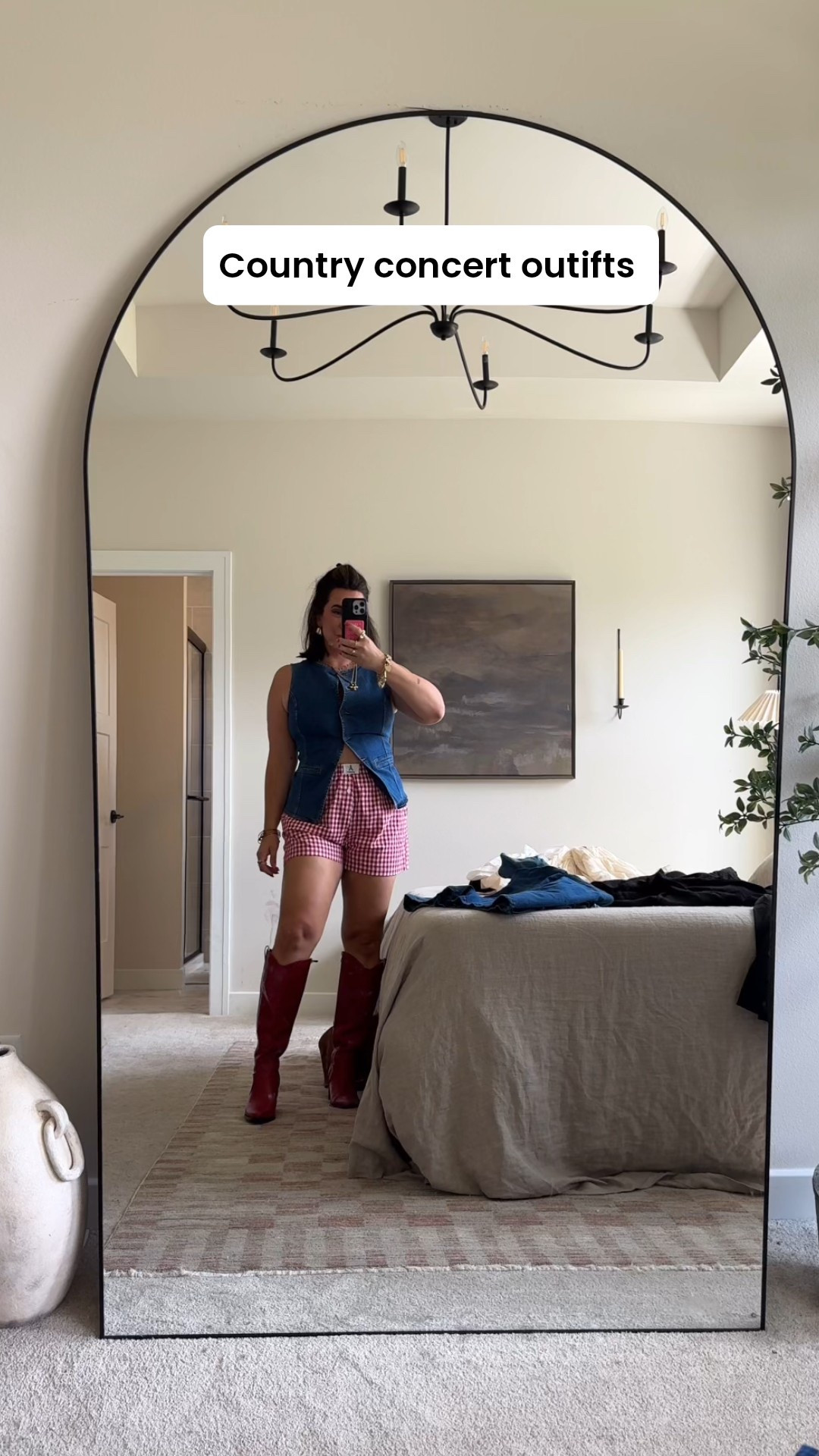 Country concert outfit ideas for midsize girlies! Concert looks that are perfect for hot summer weather. 
Denim vest: M
Shorts: L
Skort: L
White top: L 
Black tank: M

#LTKParties #LTKMidsize #LTKStyleTip