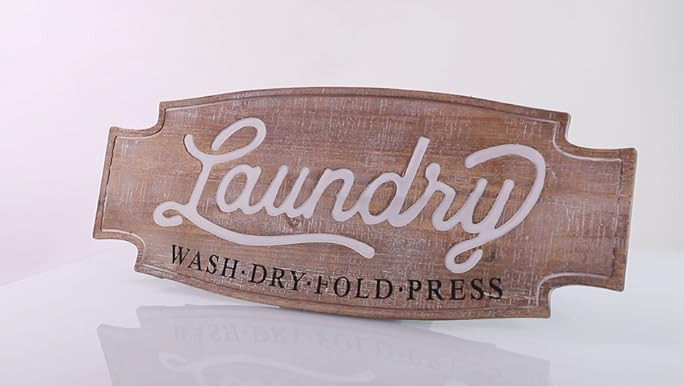 DELIDECOR Large Laundry Sign Rustic Carved Wood Wall Decor, Vintage Laundry Room Decor Farmhouse ... | Amazon (US)