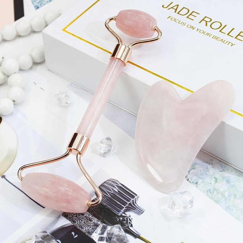 Jade Roller & Gua Sha, Face Roller, Facial Beauty Roller Skin Care Tools, BAIMEI Rose Quartz Massage | Amazon (US)
