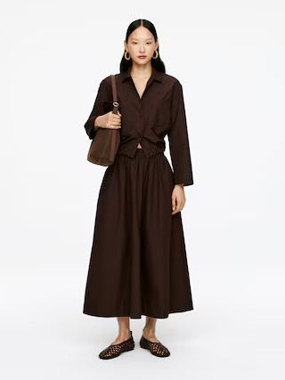 Cotton Poplin Skirt – Dark Brown – Women – ARKET GB | Arket UK