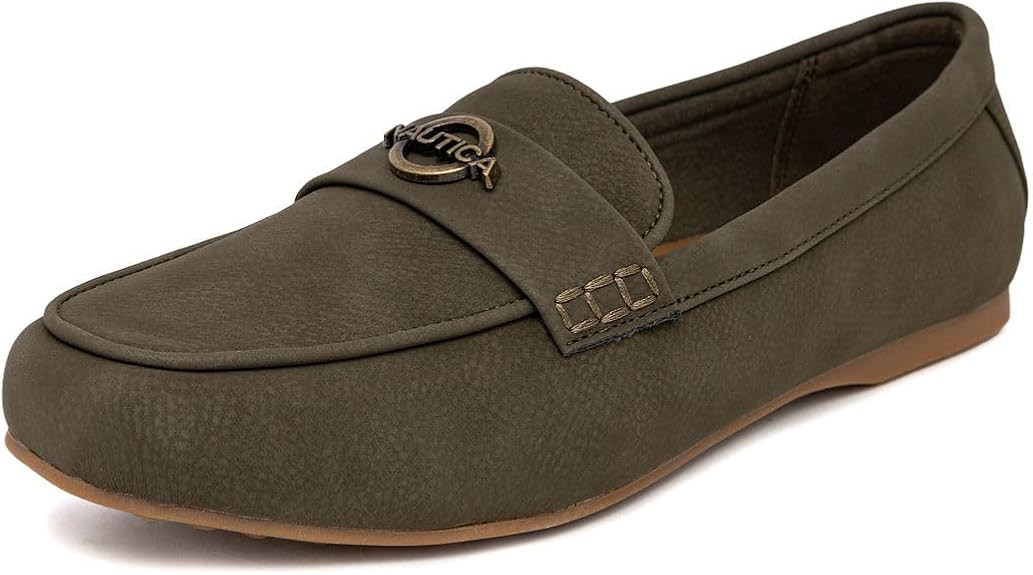 Nautica Woman Flat Loafers Designer Vegan Leather Penny Shoes Slip On - Soft, Durable and Flexibl... | Amazon (US)