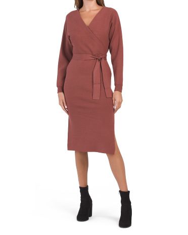 Long Sleeve Wrap Sweater Dress | Casual Dresses  | T.J.Maxx | TJ Maxx