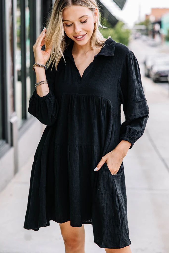 Know Who You Are Black Tiered Dress | The Mint Julep Boutique