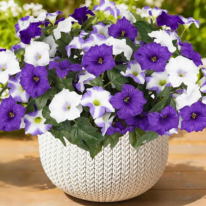 Artificial Flowers for Outdoors, Faux Petunias Spring Summer Decoration, Fake Flowers Plants UV R... | Amazon (US)