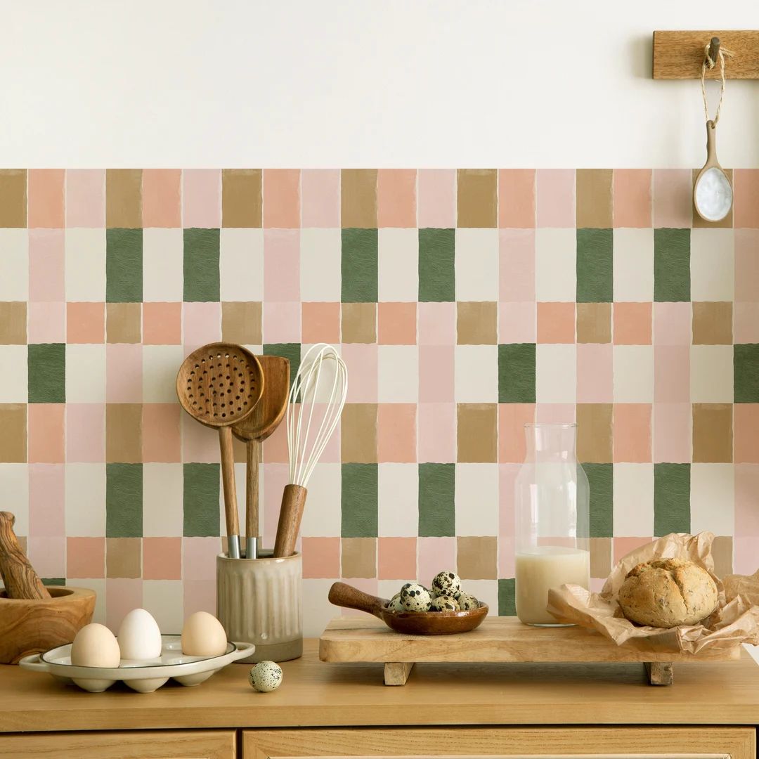 Farmhouse Green Kitchen and Bathroom Backsplash Panel, removable washable wallpaper, kitchen, bat... | Etsy (US)
