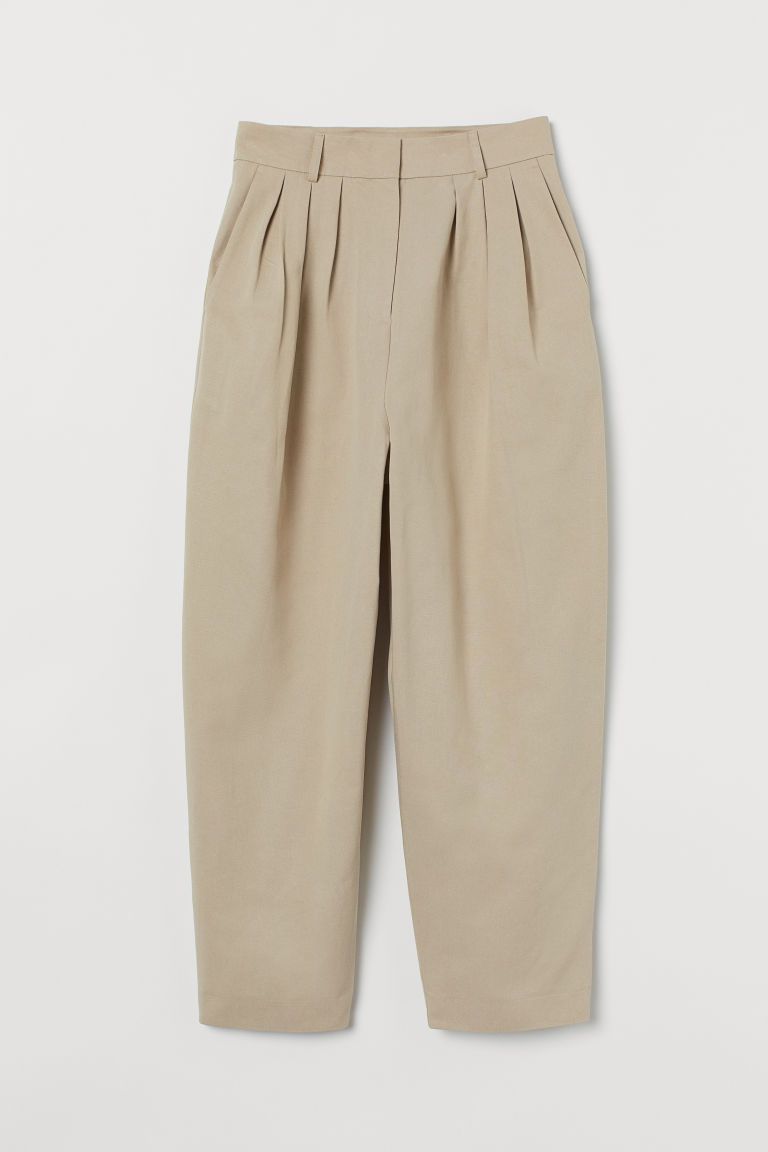 H & M - Wide-cut Lyocell-blend Pants - Beige | H&M (US + CA)