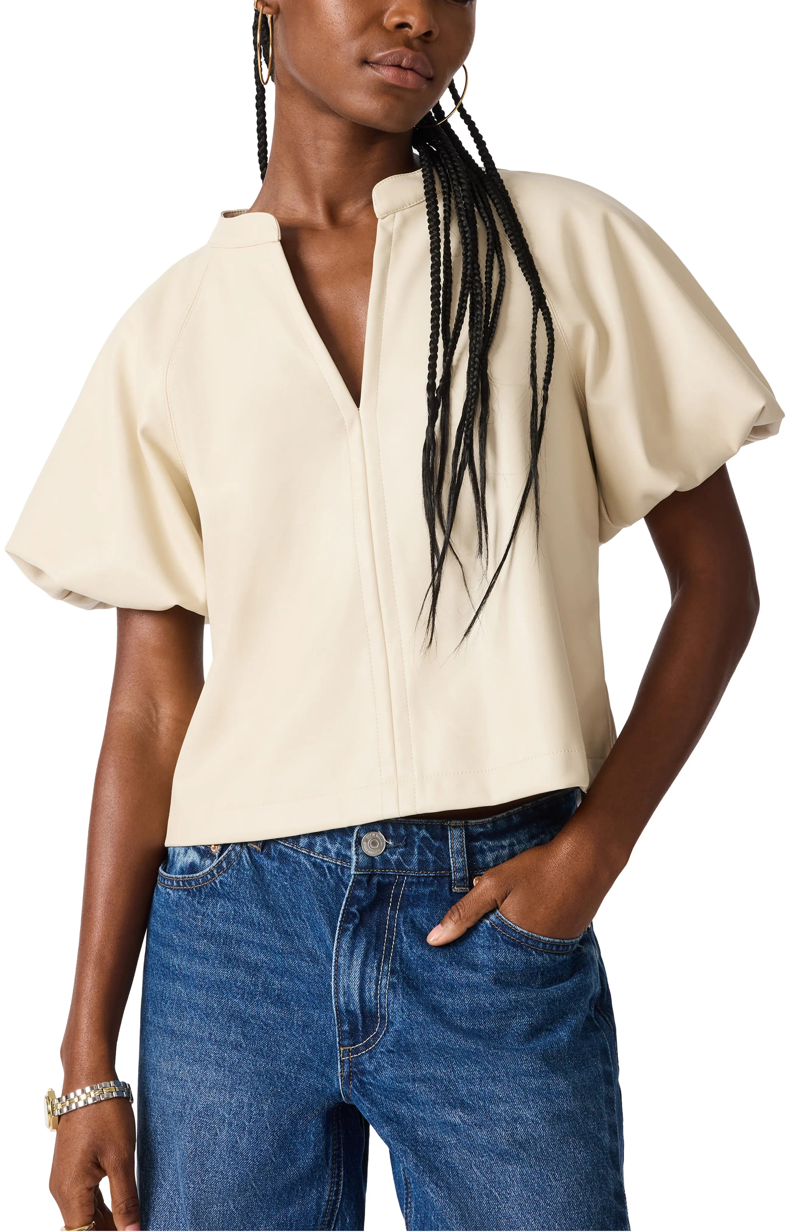 Steve Madden Cecila Faux Leather Top (Women) | Nordstrom | Nordstrom