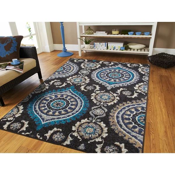 Aaronsburg Power Loom Black Rug | Wayfair North America