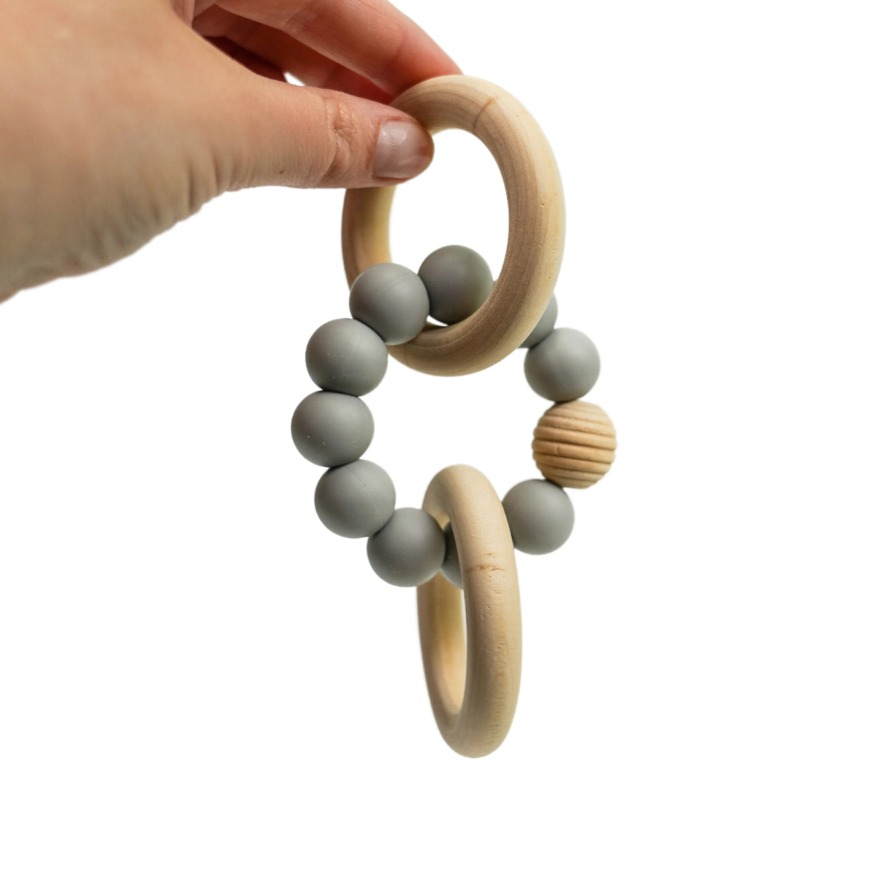 Silicone Beaded Teether Bangles Mini / Cloudy Grey | embé