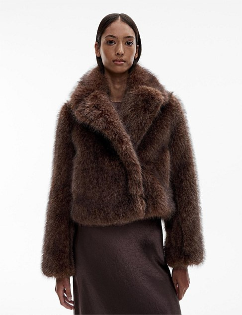Witchery Faux Fur Jacket | David Jones | David Jones (Australia & New Zealand)