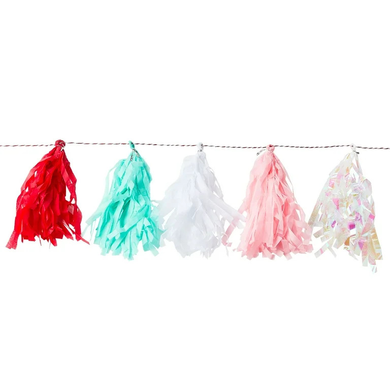 Felt Banner, Pom Pom, and Tassel Christmas Garland Combo Set, Multicolor, by Holiday Time | Walmart (US)