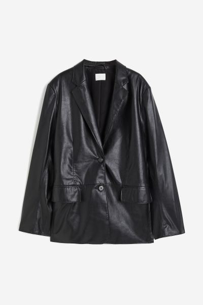 Oversized Coated Jacket - Black - Ladies | H&M US | H&M (US + CA)