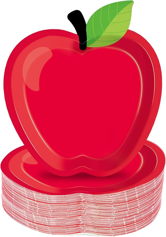 50PCS Back to School Party Paper Plates Red Apple Paper Plates Supplies First Day of School Party... | Amazon (US)