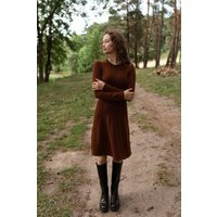 Knit A-Line Wool Dress Handmade Merino Sweater Dress For Women | Etsy (US)