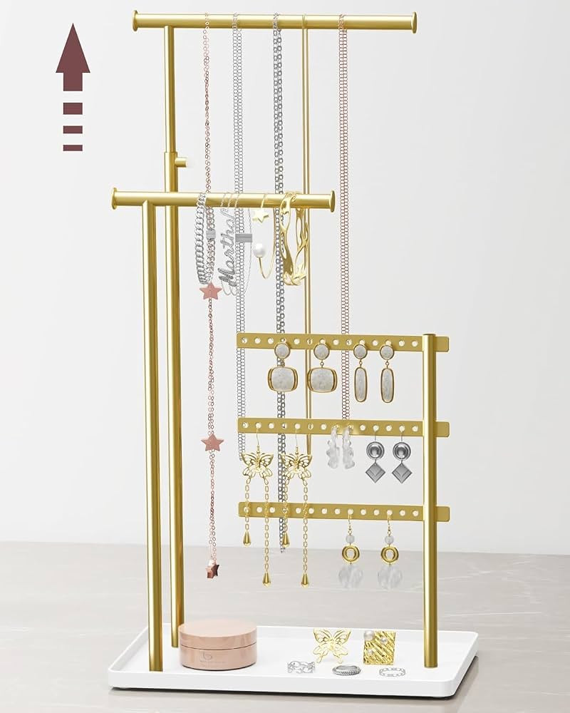 susswiff Jewelry Holder Organizer Stand - Adjustable Tall 17.5" (Max), Sturdy Jewelry Hanger for ... | Amazon (US)