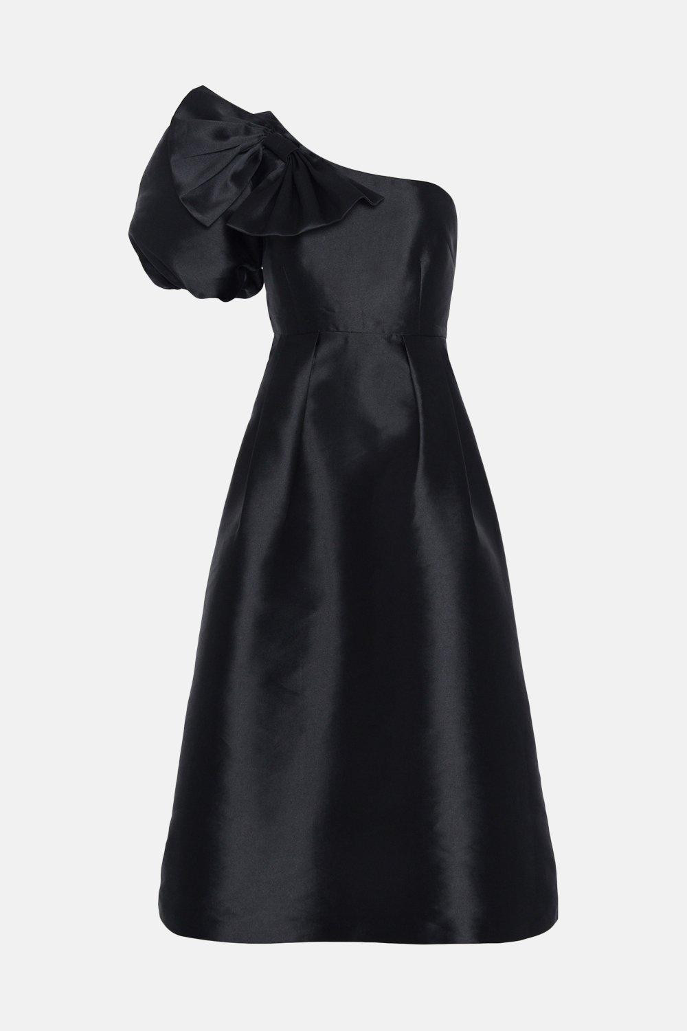 One Shoulder Bow Detail Satin Midi Dress | Oasis UK & IE