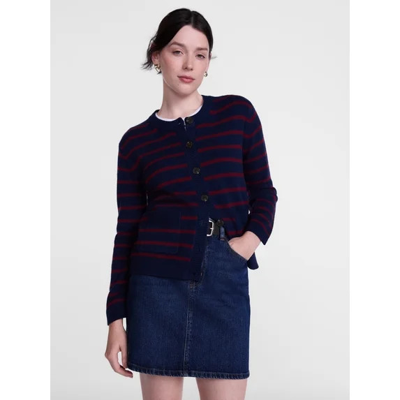 Scenario Women's Crewneck Cardigan with Patch Pockets, Lightweight, Sizes XS-XXXL | Walmart (US)