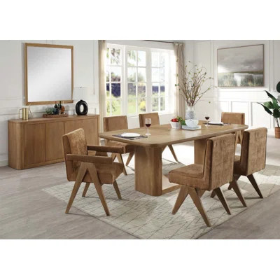 7-Piece Dining Set With Upholstered Chairs And Durable Rectangular Table For Elegant And Comfortable Family Gatherings | Wayfair North America