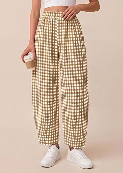 PRETTYGARDEN Plaid Barrel Pants Women Summer Bottoms | Amazon (US)
