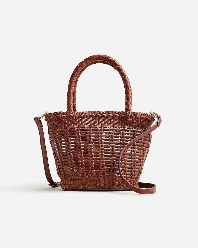 Small open-weave bag in leather | J. Crew US