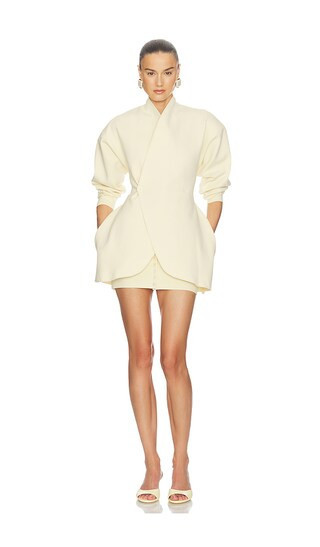 Helsa Lettie Knit Blazer Dress in Lemon. - size L | Revolve Clothing (Global)