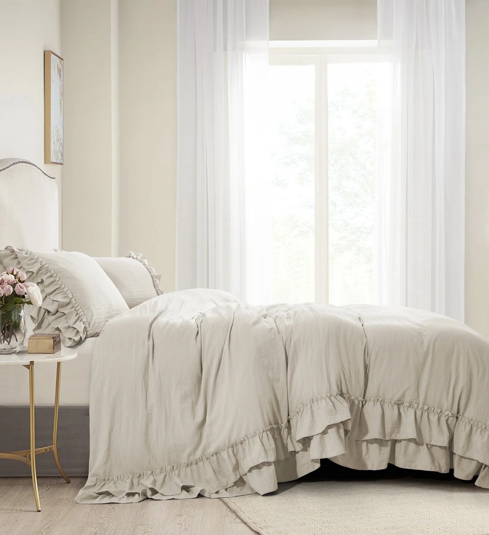 HIG 3 Piece Vintage Duvet Cover Set, Ultra Soft Pre-washed Microfiber, Camel, King | Walmart (US)