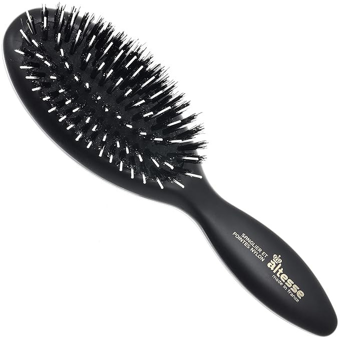 Altesse 8907 Natural Bristle Hair Brush Detangler Brush Medium Air Cushion Matte Black Handle wit... | Amazon (US)