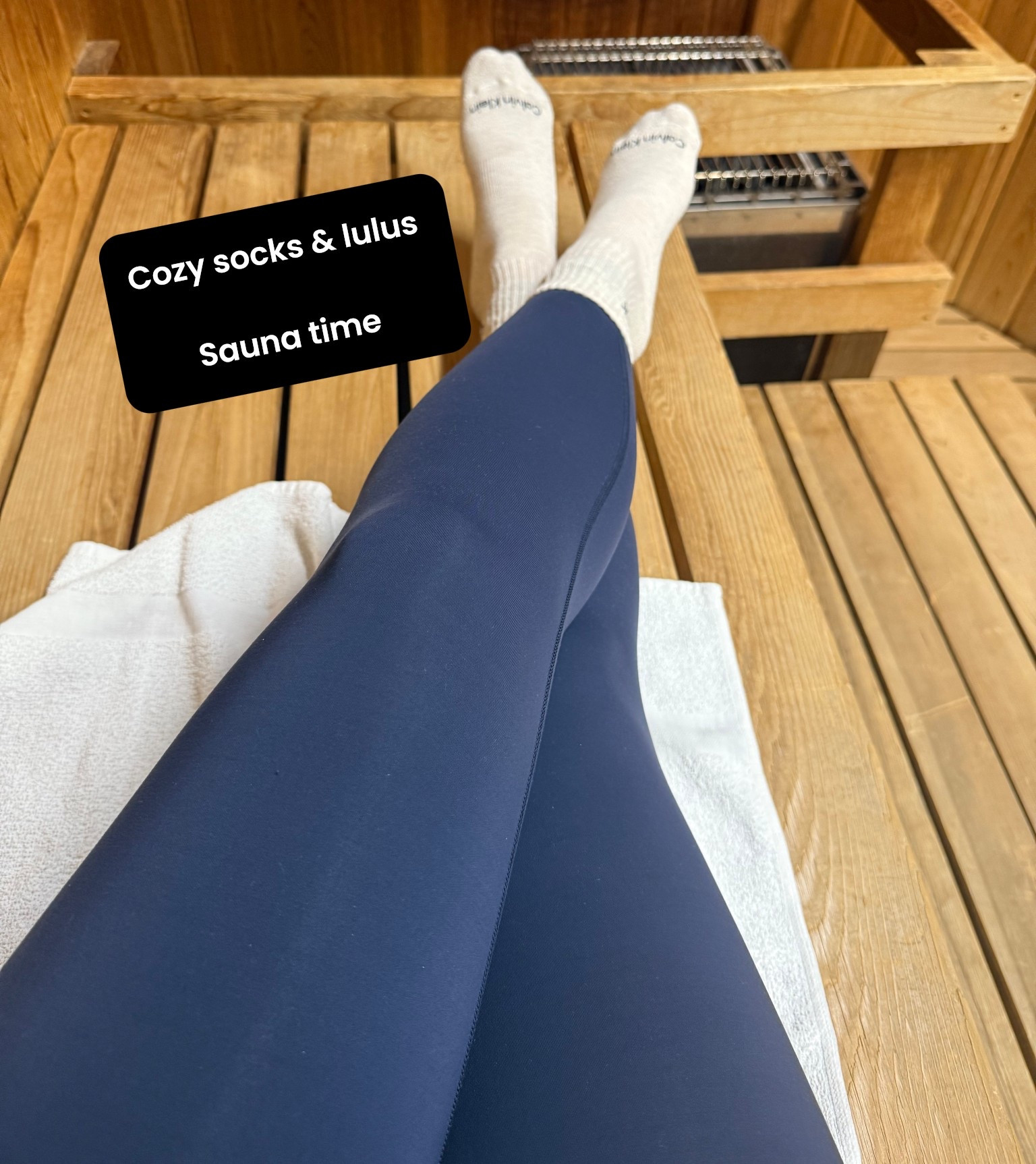 It’s cold, let’s warm up! Nothing better than sauna time after a good workout. Buttery soft lululemon leggings & Calvin Klein socks 

#LTKfitnessgoals #LTKdayinmylife #LTKselfcare