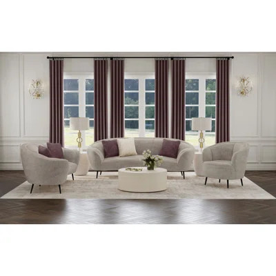 3-piece Upholstered Curved Sofa Set Beige | Wayfair North America