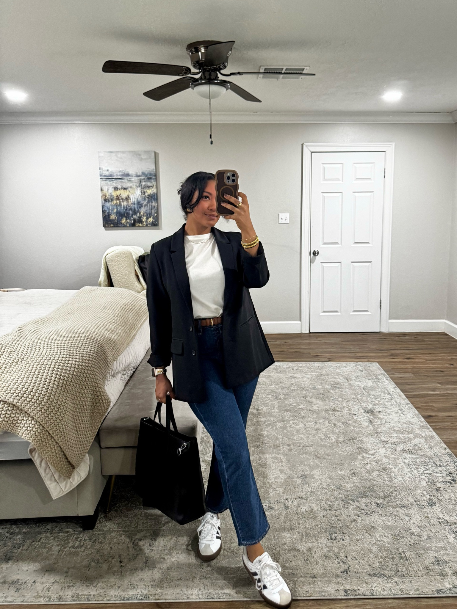 White tee, black blazer and jeans are classic staples. Add sneakers for Fridays in the office! 

#LTKFindsUnder50 #LTKStyleTip #LTKWorkwear