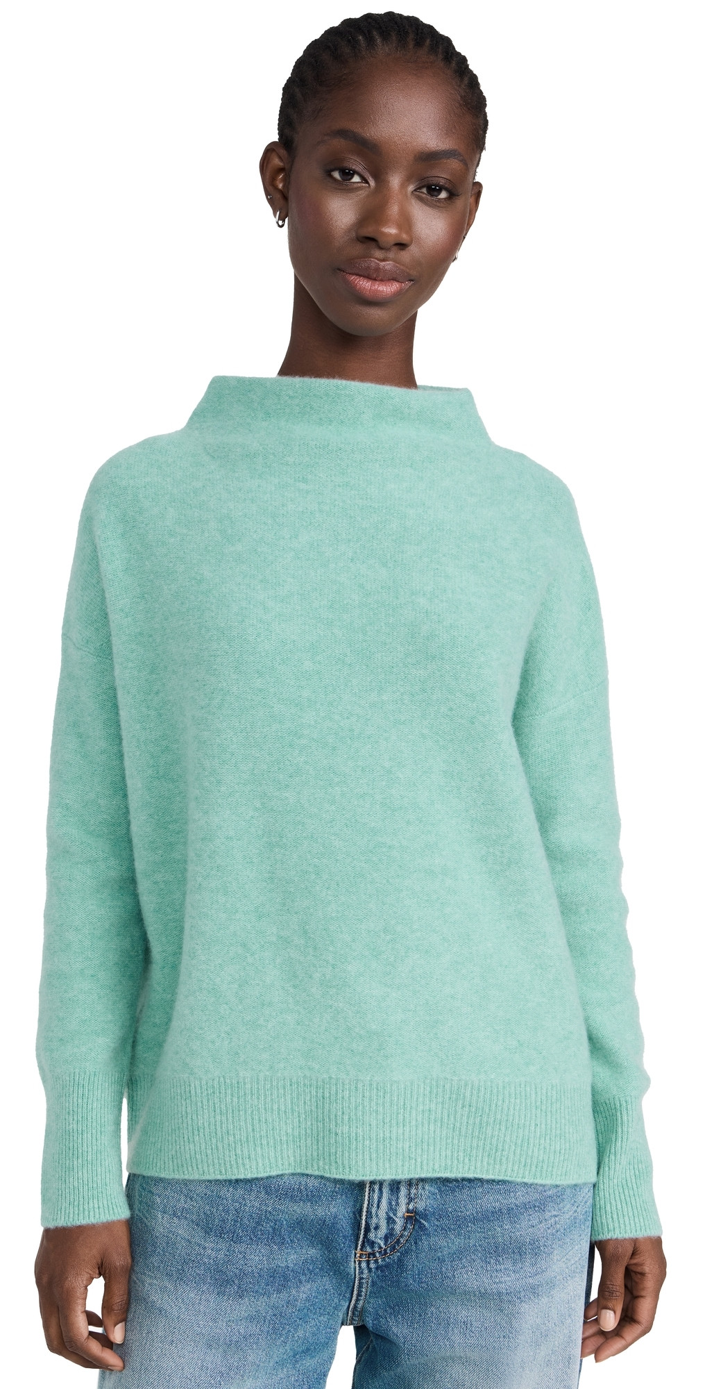 Vince Cashmere Boiled Funnel Neck Pullover H Aqua Gem M | Shopbop