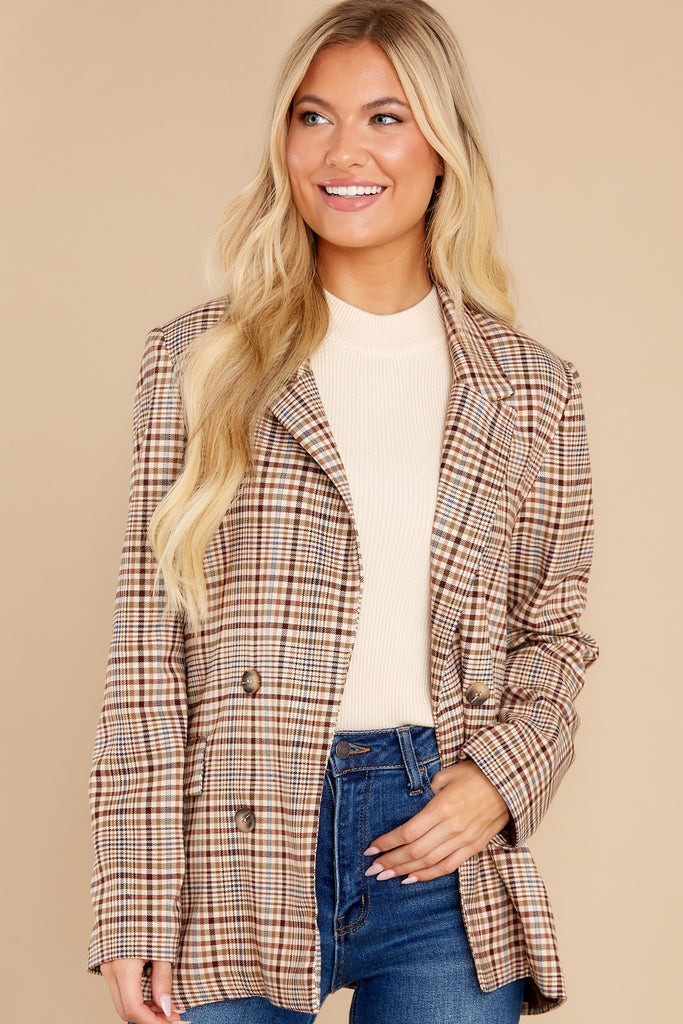 Just Good Business Olive Green Plaid Coat | Red Dress 