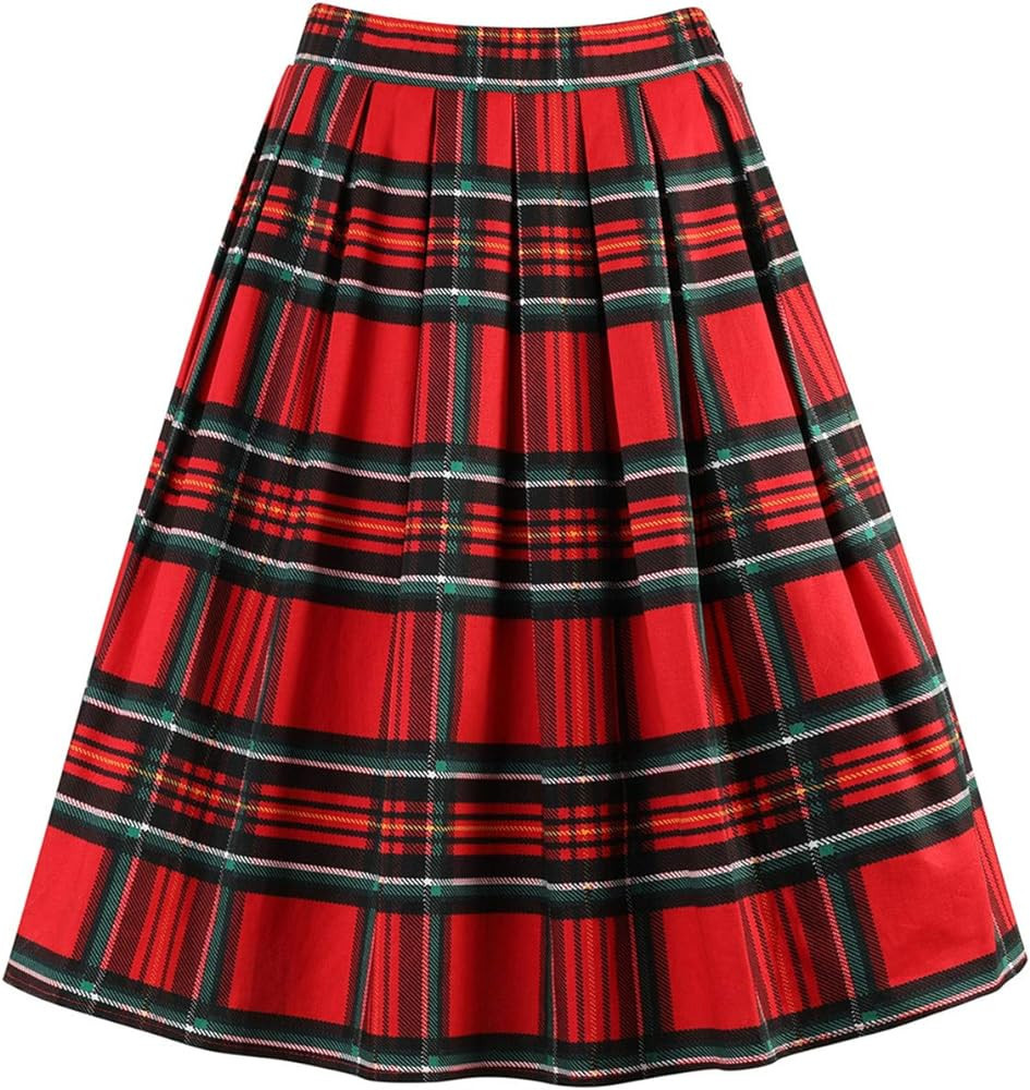 Taydey A-Line Pleated Vintage Skirts for Women | Amazon (US)
